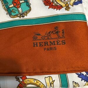 Vintage Hermès silk scarf-Heraldic coat of arms-hand rolled-made in France